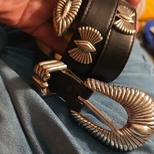 FINAL Native Sterling Concho Marked Oil Tanned Harness Leather OK USA 1995 SALE